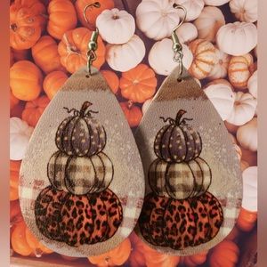 LAST ONE! Pumpkin Faux Leather Teardrop Earrings